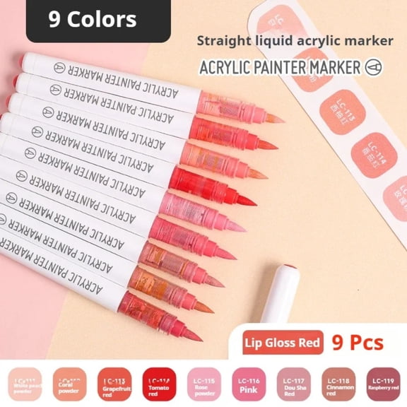 Acrylic Paint Pens, Paint Markers Paint Pens, Brush Tip for Rock Painting, Wood, Canvas, Stone, Ceramic, DIY Crafts Making Art Supplies-with Orange Green Blue Purple Pink Skin Color