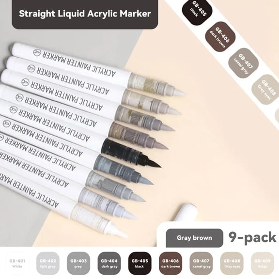 Acrylic Paint Pens, Paint Markers Paint Pens, Brush Tip for Rock Painting, Wood, Canvas, Stone, Ceramic, DIY Crafts Making Art Supplies-with Orange Green Blue Purple Pink Skin Color