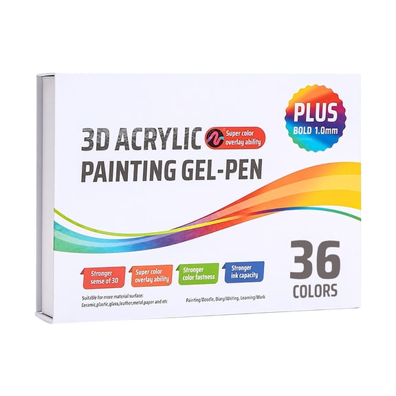 Acrylic Paint Pens Set of Opaque Marker Pens for Art, Crafts, and Journaling, 3D Raised Ink Gel Pens for Glass, Wood, Ceramic, and Rock Painting, Waterproof Quick-Dry Pens