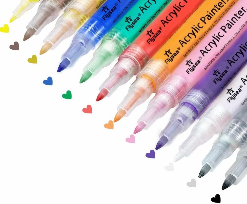 Acrylic Paint Pens, 24 Colors 0.7mm Paint Markers Set for Rocks Painting, Ceramic, Glass, Wood, Fabric, Canvas, Mugs, DIY Craft, Scrapbooking Craft, Card Making