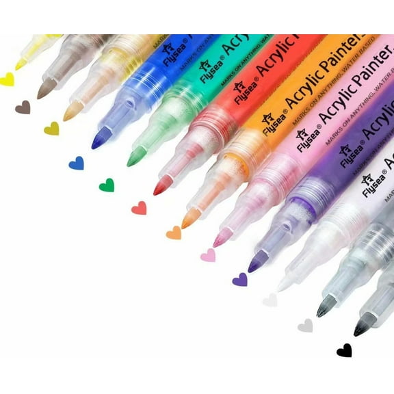 Acrylic Paint Pens, 24 Colors 0.7mm Paint Markers Set for Rocks Painting, Ceramic, Glass, Wood, Fabric, Canvas, Mugs, DIY Craft, Scrapbooking Craft, Card Making