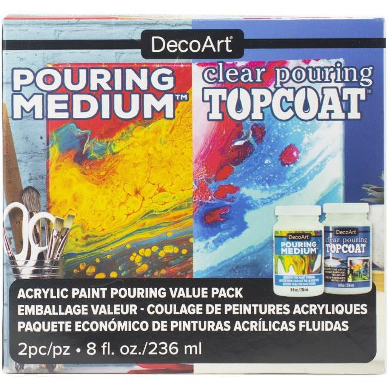 Pouring Masters Titanium White Acrylic Ready to Pour Pouring Paint Premium 32-Ounce Pre-Mixed Water-Based