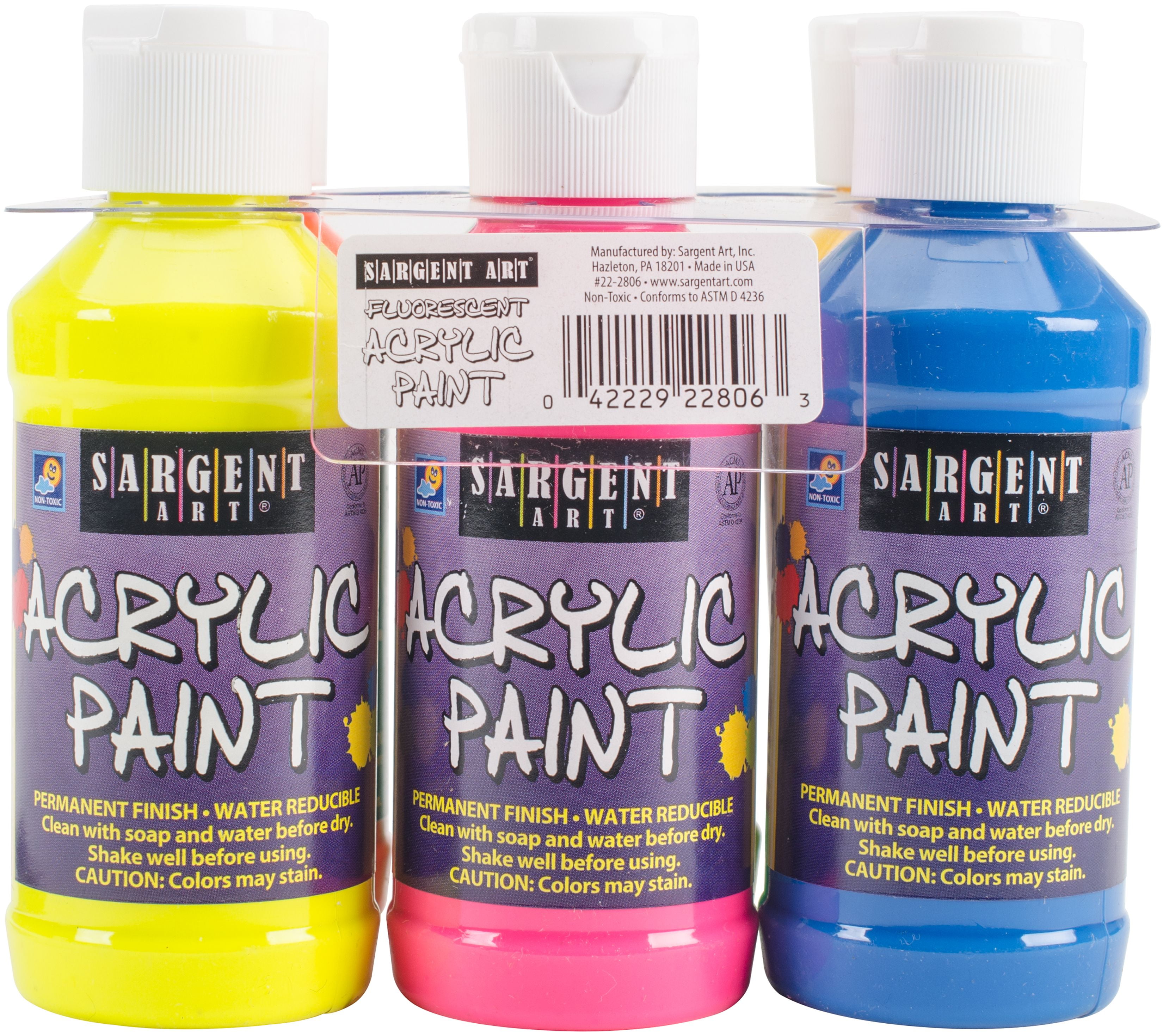 EconoCrafts: Sargent Art Fluorescent Acrylic Paint - 6 Pack - 8 Oz.