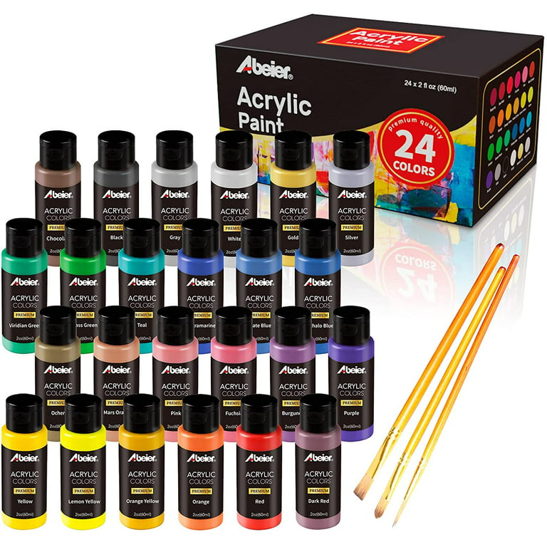 Acrylic paint set - 24 colors with brushes