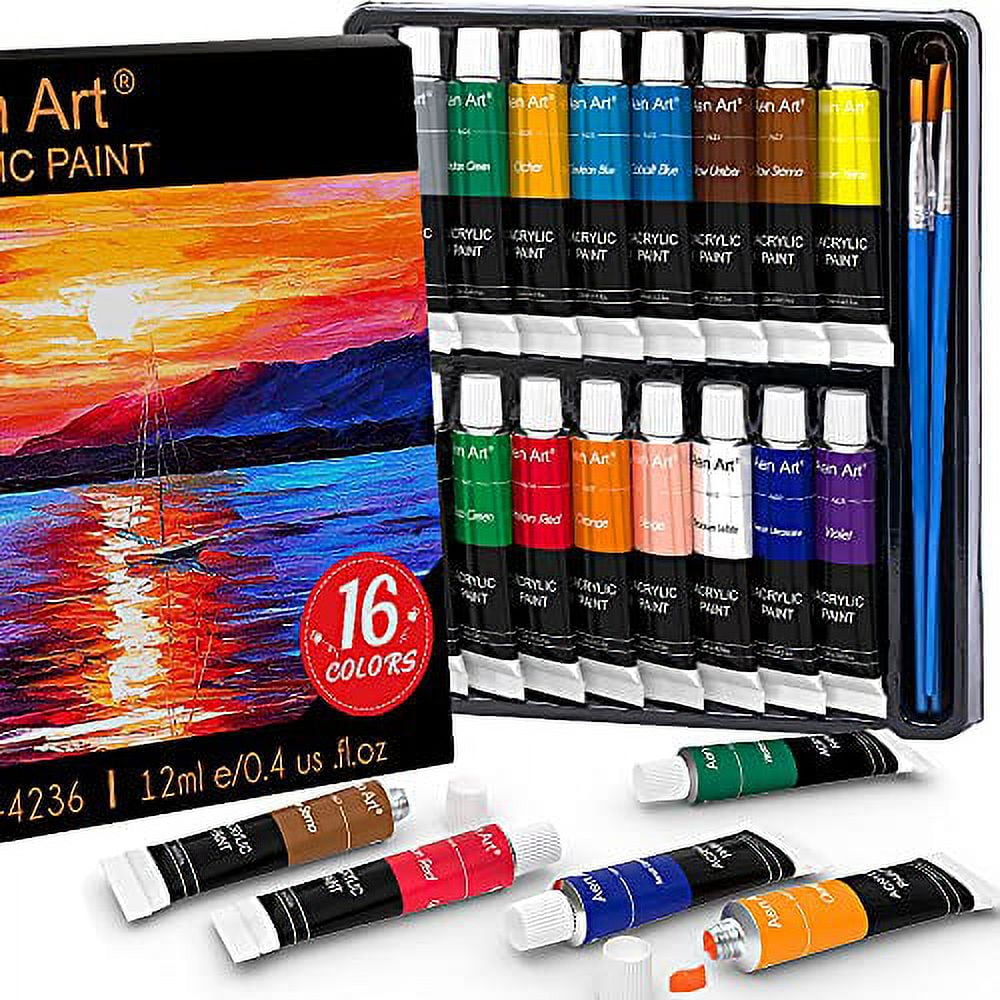 Aen Art Acrylic Paint Set of 24 Colors Craft Paint Supplies for Canvas  Painting Wood Ceramic & Fabric Rich Pigments Non Toxic Paints for Artists &  Hobby Painters 2 fl oz / 60 ml Bottles