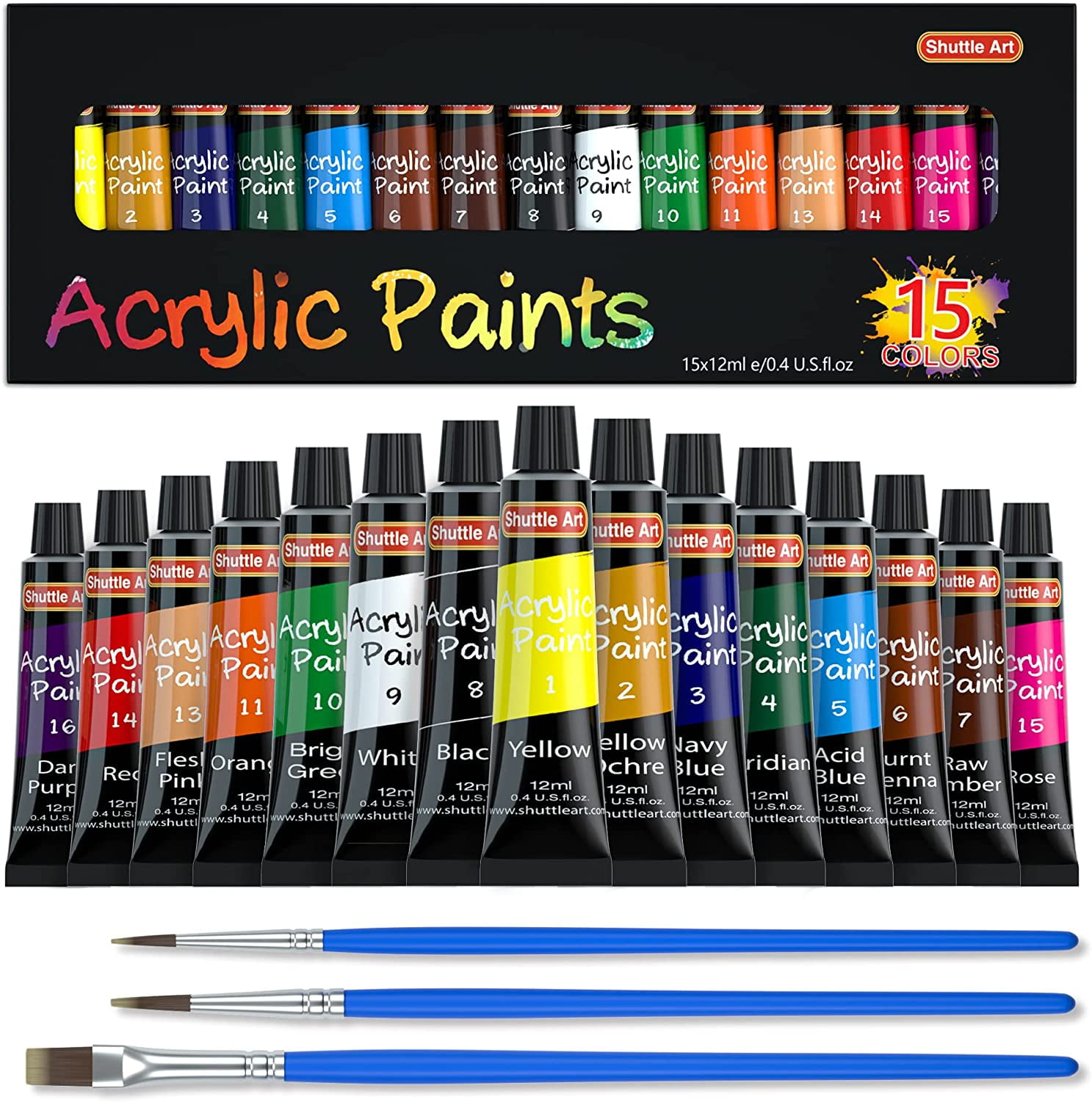 Acrylic Paint Set 6/8/12/18 Colors 75ml Each Tube Art Craft Paints