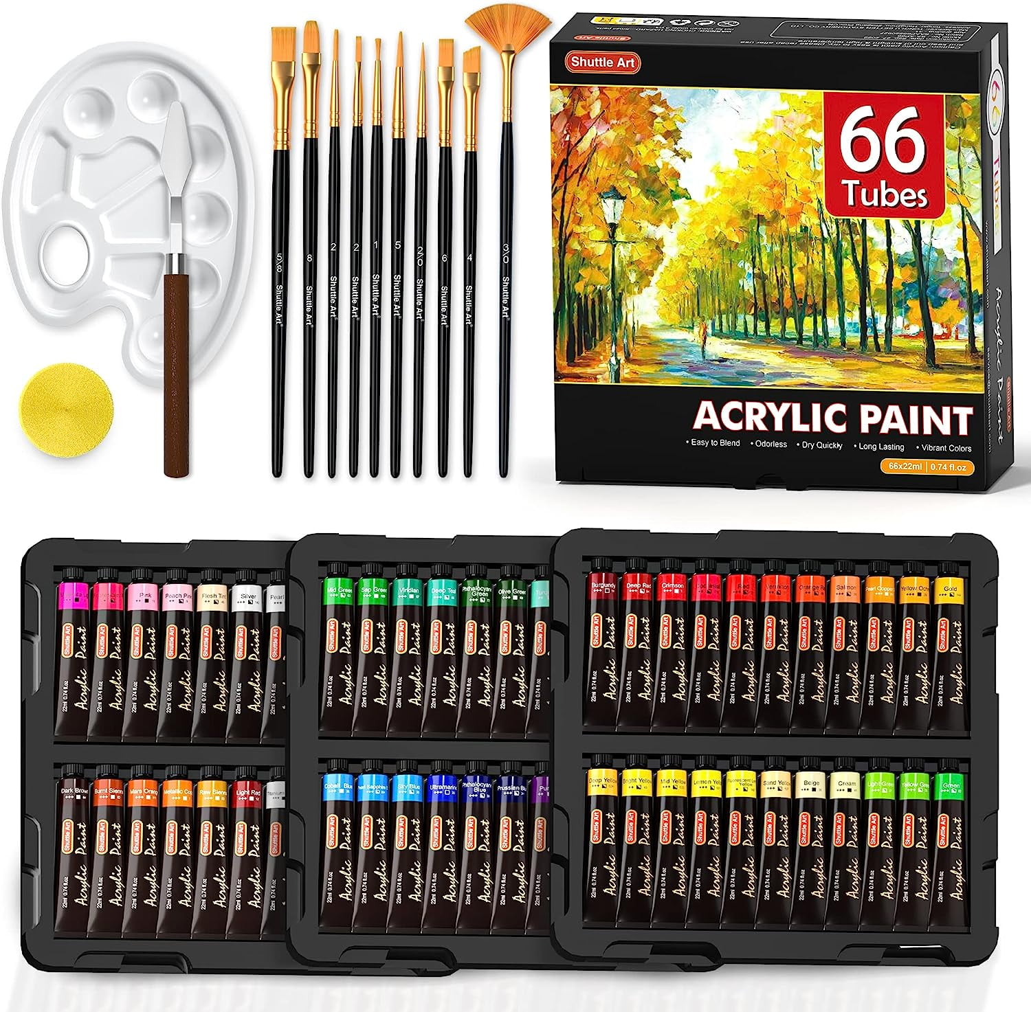 Shuttle Art Acrylic Paint Set, 16 x12ml Tubes Artist Quality Non Toxic Rich  Pigments Colors Great for Kids Adults Professional Painting on Canvas Wood  Clay Fabric Ceramic Crafts