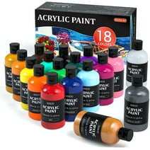 Acrylic Paint, Shuttle Art 18 Colors Acrylic Paint Bottle Set (240ml/8.12oz), Rich Pigmented Acrylic Paints, Bulk Painting Supplies for Artists, Beginners and Kids on Rocks Crafts Canvas Wood Ceramic