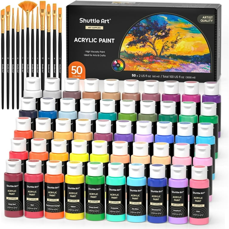 ブランド通販サイトをすべて Shuttle Art Acrylic Paint Set: 50 Colors (2oz/60ml) for 絵画