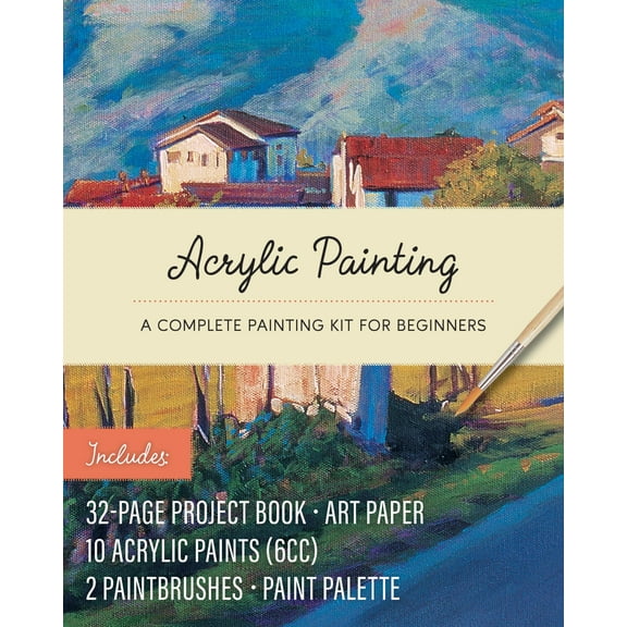 Acrylic Painting Kit : A Complete Painting Kit for Beginners  Includes: 32-page Project Book, Art Paper, 10 Acrylic Paints (6cc), 2 Paintbrushes, Paint Palette (Kit)