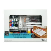 Acrylic Painting Technique Set by Artists Loft - Includes Acrylic Workbook - Canvas Panel - Paint - and Tools - 1 Pack