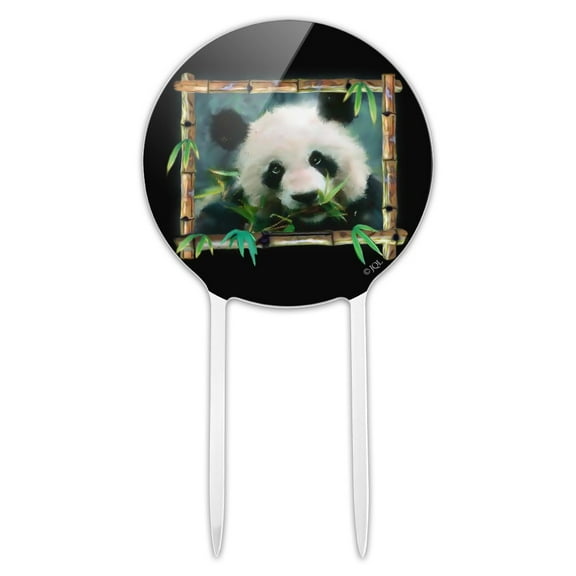 Acrylic Panda Bear Bamboo Cake Topper Party Decoration for Wedding Anniversary Birthday Graduation