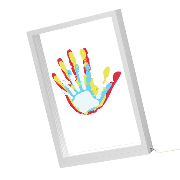 Acrylic Panel Handprint Picture Frame, USB Powered Warm Light Display for Family Memory Tabletop Display Decor