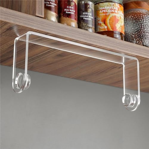 Acrylic Paper Towel Holder - Adhesive Paper Towel Roll Holder Under Cabinet, Clear Plastic Wall Mounted Paper Towel Rack for Kitchen, Frees up Counter Space