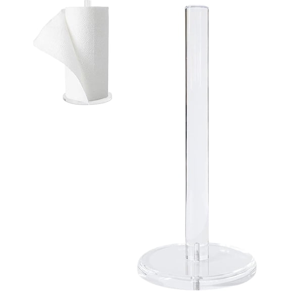 Acrylic Paper Towel Holder: Transparent Paper Towel Stand for Countertop, Freestanding Tabletop Roll Paper Dispenser Tower Holder, Tissue Organizer for Kitchen, Bathroom, Coffee Table