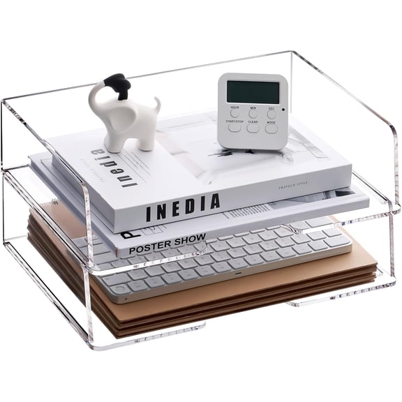 Acrylic Paper Tray Desk Organizer Clear Large Horizontal Letter Tray