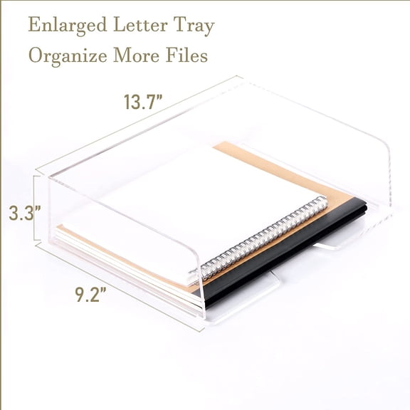 Acrylic Paper Tray Desk Organizers and Office Suplies Document Storage Enlarged Letter Tray Clear Paper Organizer (Large Horizontal)