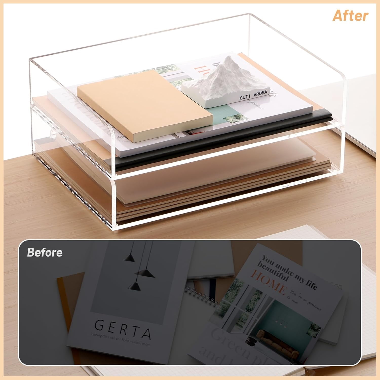 KKU 5 Tier Clear Acrylic Desk Organizer - Letter Tray Paper File Desk - View #12