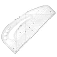 thumbnail image 1 of Acrylic Pattern Making Ruler 5 Button Hole Patterns 3 Eyelet Cutouts And Flexible Curved Measuring Ruler, 1 of 10