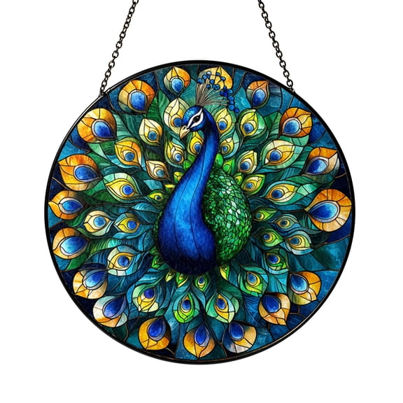 Acrylic Peacock Window Hanging Suncatcher, Vibrant Peafowl Home Window Decor