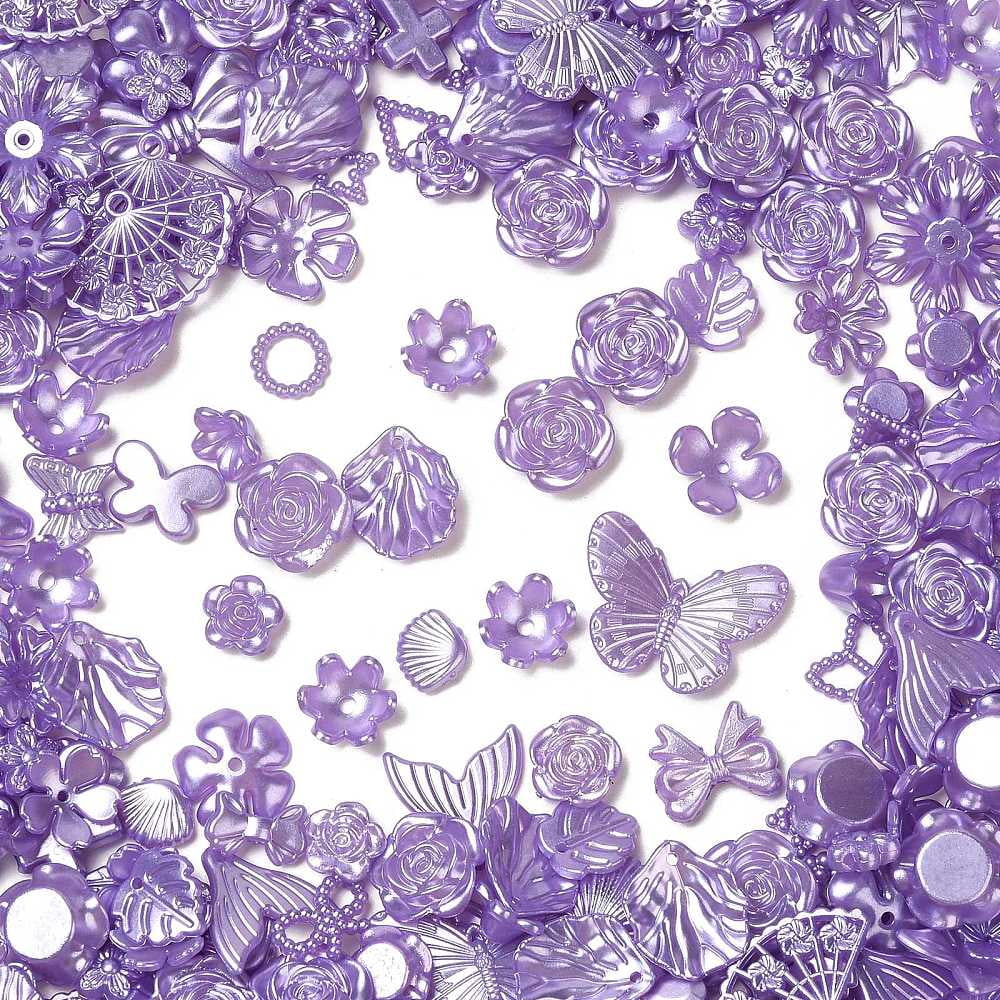 Acrylic Pearly Lustre Beads Mixed Shapes Medium Purple 11.5~25x8~25x2~6mm Hole: 1~2mm 500gs