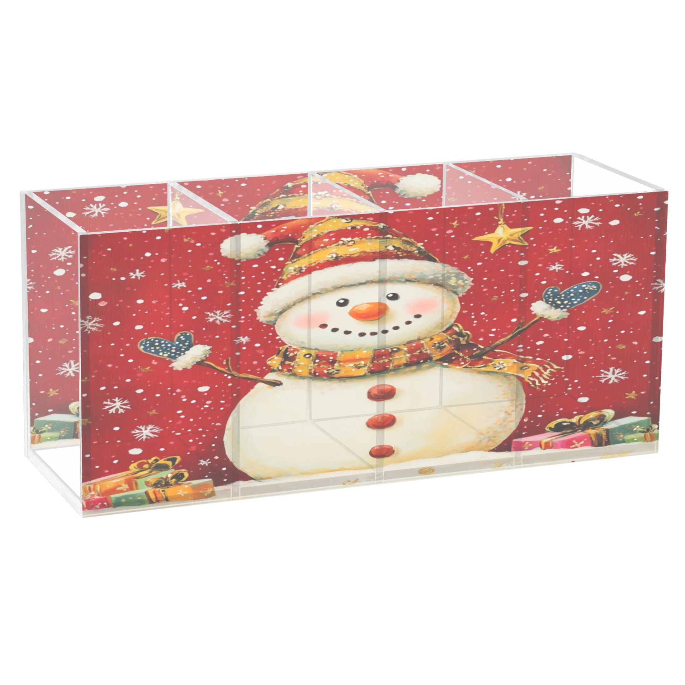 Acrylic Pen Holder Transparent 7.87x2.78x3.54 Inches 4 Plaid Pencil