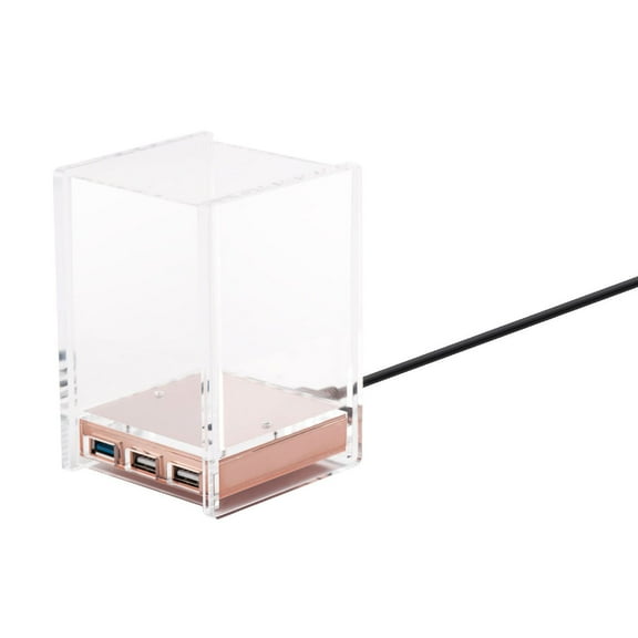 Acrylic Pen Holder with USB 3.0 Hub for Transfer Files Data, 2 in 1 Pencil Cup (Cable Included), Rose Gold