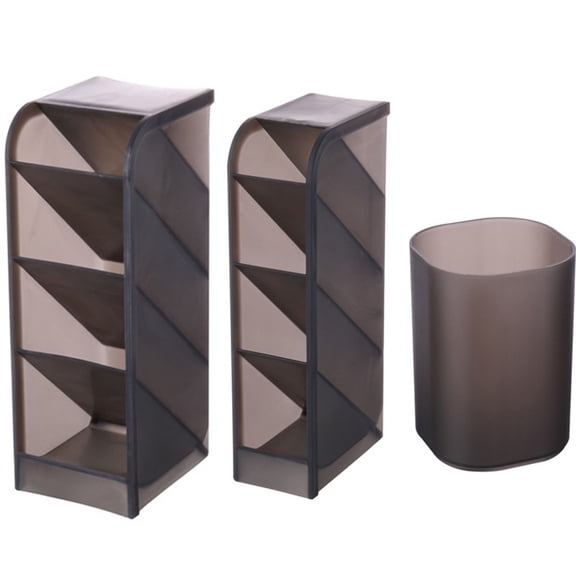 Acrylic Pen Organizer Storage,TGY 3 Pack 4 Compartments Pencil Storage Box,Vertical Pen Display Holder for Office Desk Desktop Stationery Pencil Storage(Black)