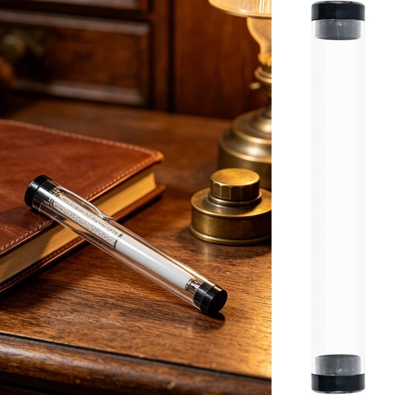 Acrylic Pen Storage Tube Case Display Stand with Cap for Office Packaging