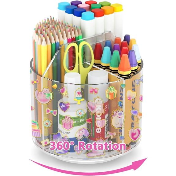 Acrylic Pencil Organizer for Desk Crayon Organizer with Adhesive Sticker