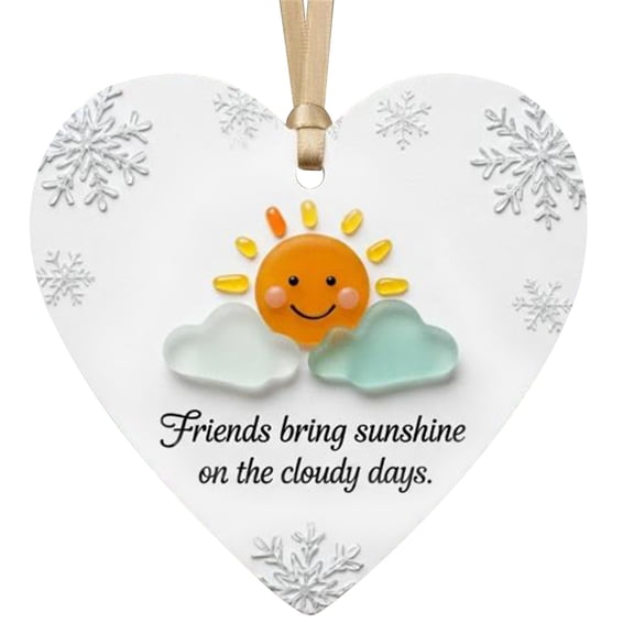 Acrylic Pendant - Heart Shaped Sun Hanging Ornament 12X12Cm Wall Decor for Friends Themed with Positive Message