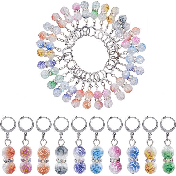Acrylic Pendant Locking Stitch Markers 304 Stainless Steel Leverback Earring Mixed Color 4.2cm 30pcs/set