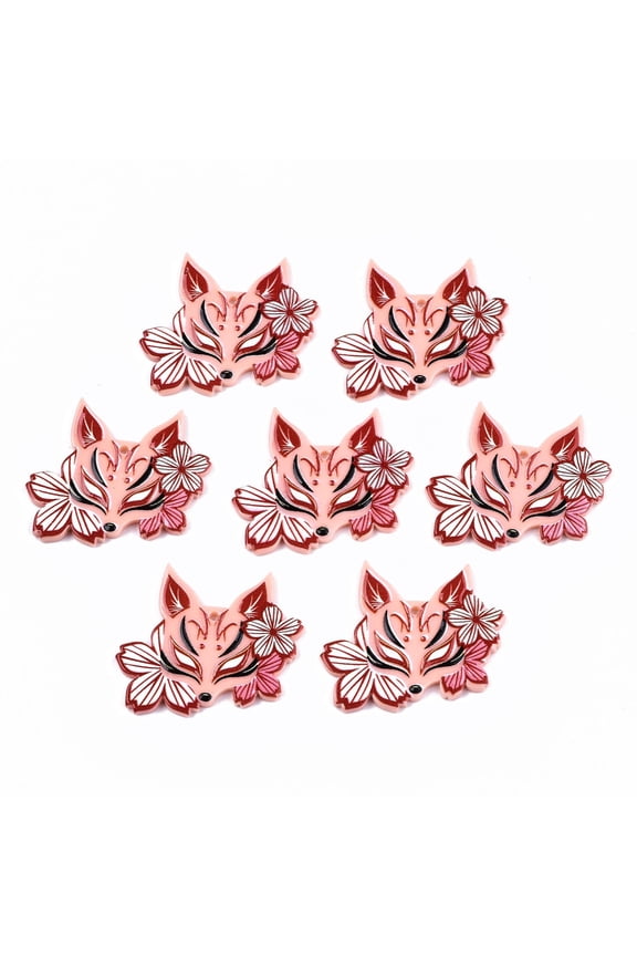 Acrylic Pendants 3D Printed Fox Light Salmon 32x37.5x2mm Hole: 1.6mm 20pcs