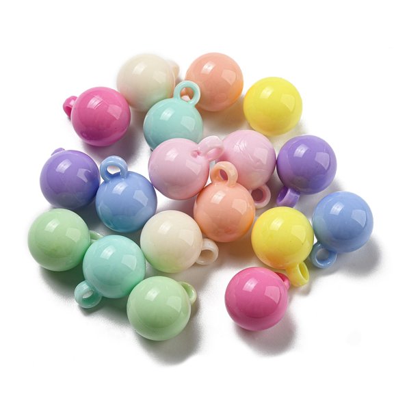 Acrylic Pendants Iridescent Round Mixed color 21x16mm Hole: 3.5mm about 200pcs/500g