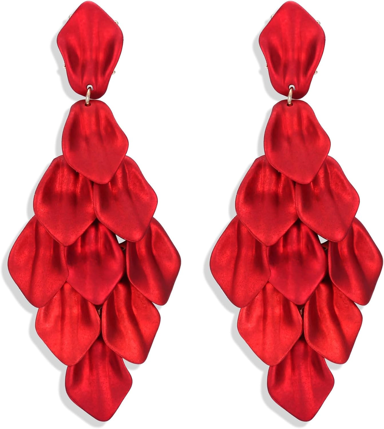 Acrylic Petal Earrings For Women Red Statement Earrings Dangle Rhombic