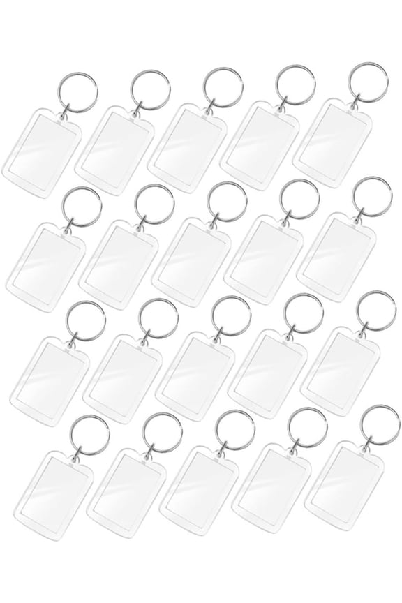 Acrylic Photo Frame Keychains Blank Insert DIY Picture Keyring Kit for Custom Personal Accessories 20 Pack