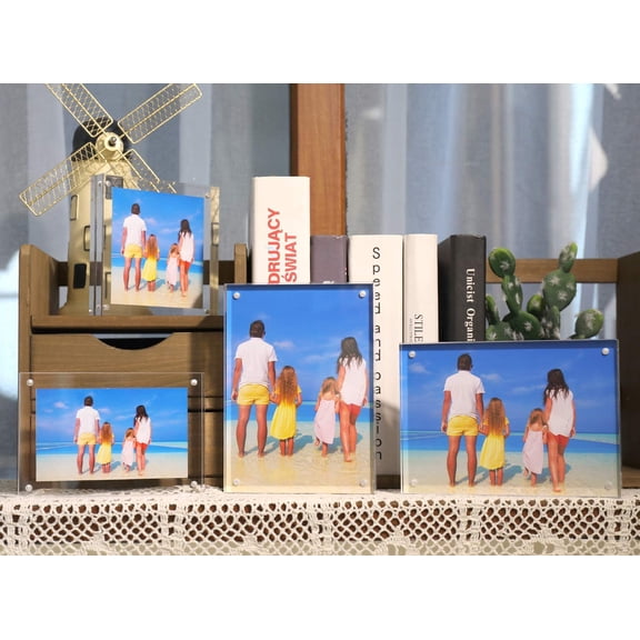 Acrylic Picture Frame 8.5x11,Clear Freestanding Double Sided 24mm Thickness Frameless Magnetic Photo Frames Desktop Display with Gift Box Package (2 Pack)