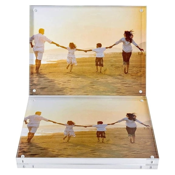 Acrylic Picture Frame Set of 2-8x10 Inch - Acrylic Photo Frame - Collage Stand for Family Photographs - Clear Picture Frames for Office Desk & Side Table - Wedding Table Dcor