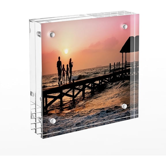 Acrylic Picture Frames 3x3, 3 x 3 inch picture frame for 3x3 or 2x2 Pictures, Clear Double Sided Thick Photo Frames Desktop Pictures Display Small Tips Holder