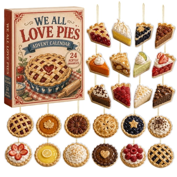 Acrylic Pie Ornaments with Hanging Strings, Festive Holiday Decor for Home Kitchen Tree, Countdown Gift Set with 24 Pcs
