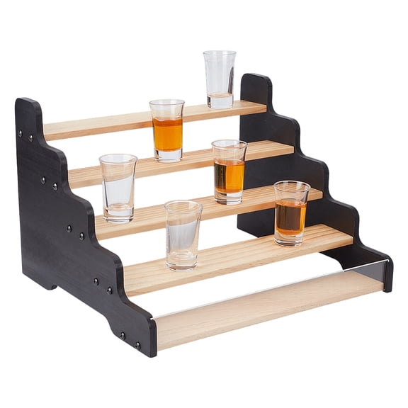 Acrylic Pine Wood Wine Bottle Rack Countertop Wine Bottle Holder Display Risers BurlyWood Finished Product: 330x228x305mm DIY