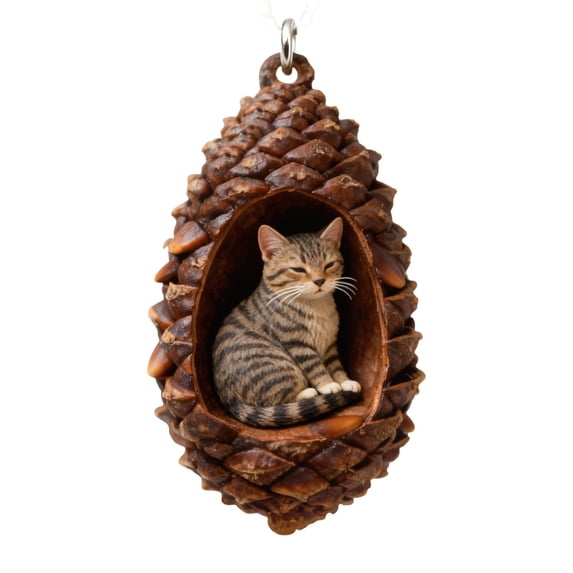 Acrylic Pinecone Animal Ornament Set Wall Hanging for Christmas Tree (Hamster Dog Cat Squirrel)