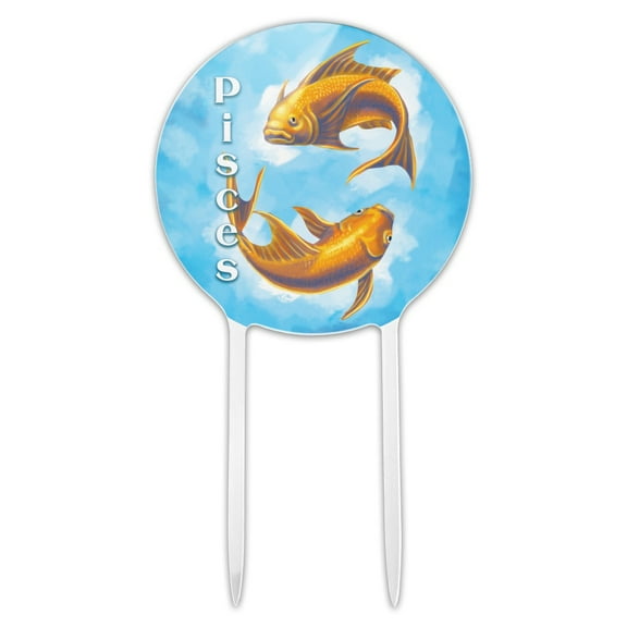 Acrylic Pisces the Fish Zodiac Horoscope Cake Topper Party Decoration for Wedding Anniversary Birthday Graduation