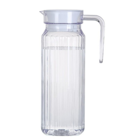 Acrylic Pitcher with Stripe, Durable Clear Plastic Pitcher with Lid, BPA-Free, Heat-Resistant Small Water Pitcher for Tea, Lemonade, Juice, Milk, for Party Holiday Home Tabletop(Clear,3x3x9.6")