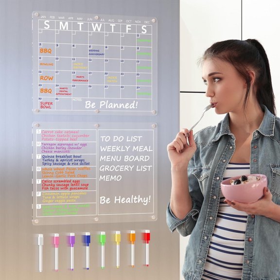 Planning Board, Magnetic Fridge Calendar, Daily Weekly Schedule, Repositionable Instant Setup and Scratch Resistant Surface for Family Reminders, Meal Planning, and Study Tracking.