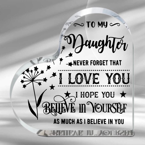 Acrylic Plaque for Daughter with Inspirational Message - "I Love You" from Mom & Dad, Ideal for Wedding, Birthday, Christmas - Elegant Paperweight, Home & Office Desk Decor, Gift for Daughter