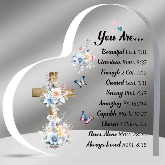Acrylic Plaques Inspirational Graduation Gifts for Women Heart-Shaped Signs Birthday Present for Men Christmas Eve Encourage Friends Sister Son Daughter Family Day Religious Verse Spiritual Keepsakes