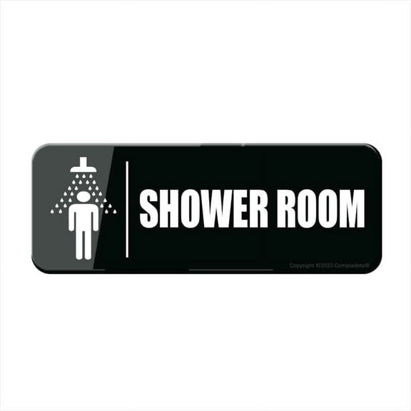 Acrylic Plastic Sign Shower Room Sign 9 X 3 Inch With Symbols, Self-Adhesive, For Restaurant, Salons, Hotel, Motel, Rest Stops, Public Restrooms