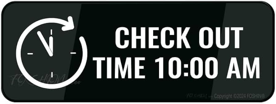 Clock In Out Sign Acrylic Plastic Sign Sign Check Out Time Signage White/Black Plastic ...
