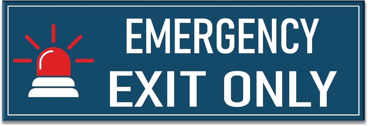 Acrylic Plastic Signs 3x8 Inch Emergency Exit Only Sign Blue Self Stick ...